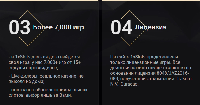 Лицензия автоматов 1xSlots